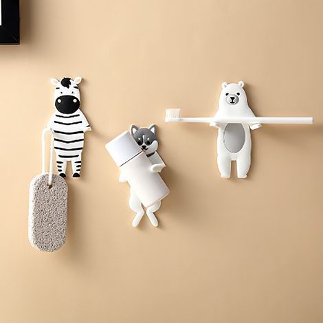 Patières Adhésives Murales 4Pcs (Style Animaux, PVC et Métal, Réutilisables et Réversibles) pour Maison, Bureau, Salle de Bain (1/5)