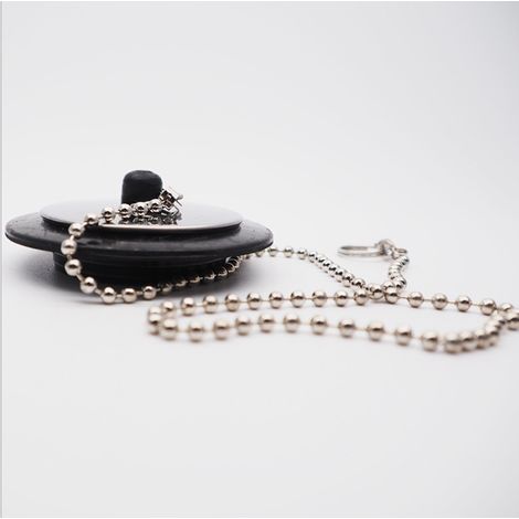Bouchon Evier - Bouchon Baignoire Universel avec Chaîne Métallique - Diamètre Réglable 64 à 43 mm - Pour Cuisine Salle de Bain Lavabo - Lot de 3