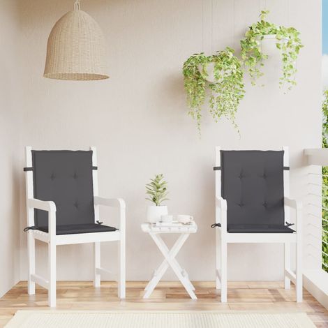 Lot de 2 Coussins de chaise de jardin bas,Coussins de Chaise Dossier Siège Confortables anthracite -AD61081 (1/5)