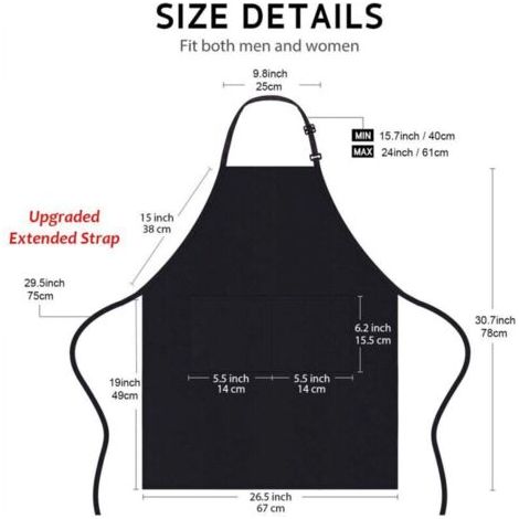 4 Pack Chef Tabliers, Noir Tablier avec 2 Poches, Etanche Réglable Tablier pour Homme Femme,Tablier Cuisine Professionnel pour Cuisine, Jardinage, Restaurant, Barbecue, Café (1/4)