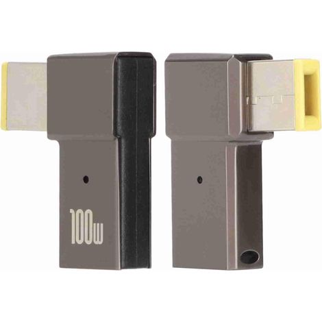 USB C vers Slim Tip 100W Femelle Type C vers Angle Droit DC Convertisseur de Prise Carrée PD Connecteur de Chargeur d'alimentation pour ThinkPad X1, X1 Yoga, T431s T440 T440p T440s (1/5)
