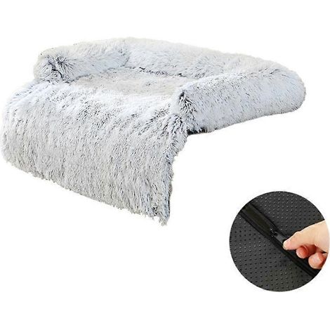 Weiches Winter-Hundesofa, warmes Katzennest, Chenille-Kissen, kleine bis mittlere Größe, abnehmbar, grauer Farbverlauf, rechtwinkliges Bett, komfortabler Liegebereich. (142 Zeichen)