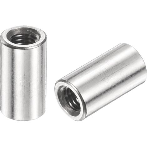 12pcs Manchon Fileté Rond M5 en Acier Inoxydable 304, Écrous Ronds d'Accouplement Connecteurs et Mécaniques Longueur 15mm, Manchon Tige Barre Écrou à Tige pour Support, M5x15x8mm (1/5)