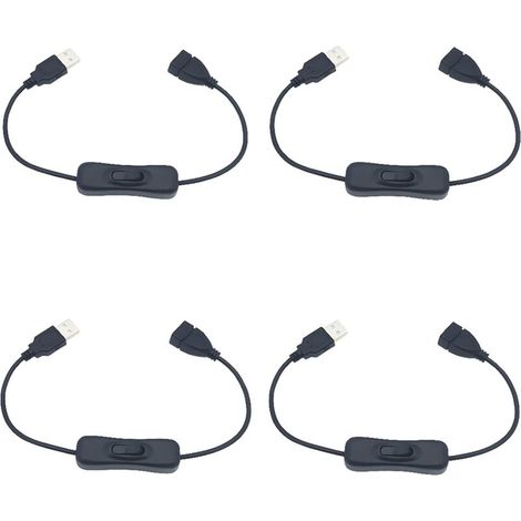 Interrupteur USB, 4 pcs 30 cm USB Câble d'extension avec Interrupteur on/Off, compatible pour enregistreur de conduite, lampe de burea, bande LED (1/5)