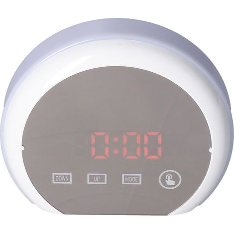 Réveil numérique LED avec miroir, éclairage 7 couleurs, fonction snooze, affichage de la température, de la date et de l'heure (en rouge). (1/5)