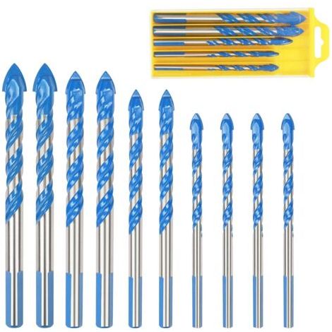 Forets pour carrelage et verre 10 pcs – Diamètres 6/8/10/12mm – Pour perçage précis de marbre, céramique, miroir et bois dur (1/5)