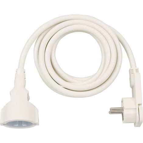 Câble de rallonge en plastique de qualité avec prise plate (câble de rallonge plat pour usage intérieur avec câble de 3m) blanc