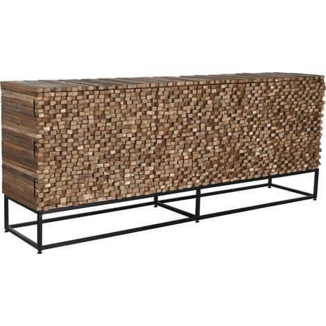 Buffet en teck recyclé style moderne et élégant - Teck naturel avec accents noirs (1/5)