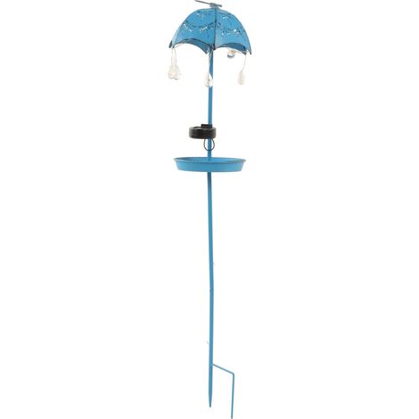 Lampe sur pied solaire LED avec mangeoire, plateau et parasol décoratif pour jardin extérieur (1/5)