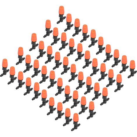 50 raccords en T avec buses micro-atomiseurs orange réglables pour l'arrosage des jardins et des serres. (1/5)