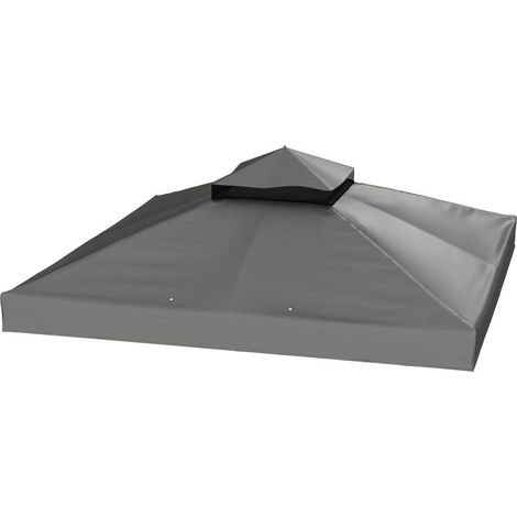Toiture de remplacement 3 x 3 m pour tonnelle, bâche de remplacement avec trous de drainage, protection solaire UPF 30+, gris foncé