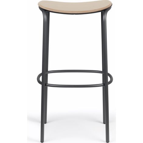 Tabouret design, Tabouret métal et assise bois clair Trick - 65 cm Anthracite en Metal, Scab design (1/3)