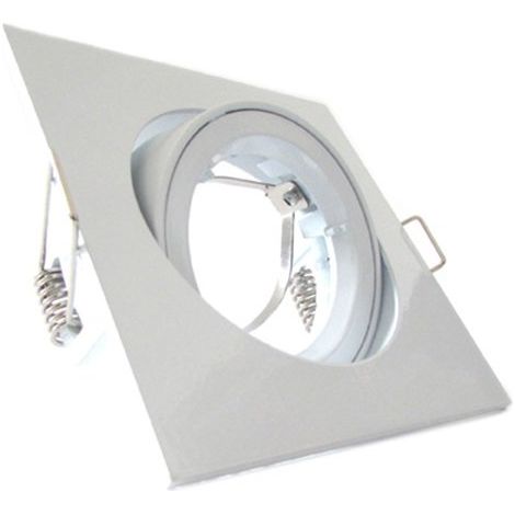 Porta Faretto Led GU10 MR16 Orientabile Quadrato Con Ghiera Bianco