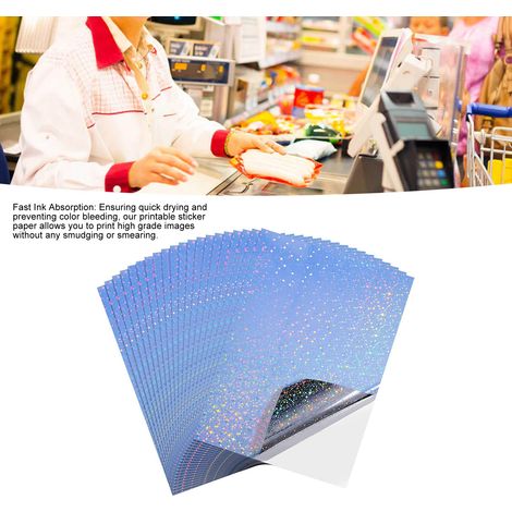 Transparenter Regenbogenstern-Vinylaufkleber, laserbedruckt, wasserfest, schnelltrocknend, Sternenhimmel-Design, A4 (1/5)