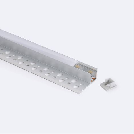 Profilo in Alluminio Integrazione Cartongesso per Striscia LED fino a 8 mm Bianco traslucido Alluminio 2 m (1/4)