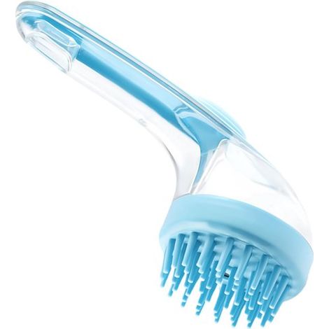 Un set composto da due pezzi: spazzola per il bagno del cane, spazzola massaggiante per gatti e dispenser di sapone delicato, ideale per la pulizia di animali domestici, cuccioli di cane e gattini, e (1/5)