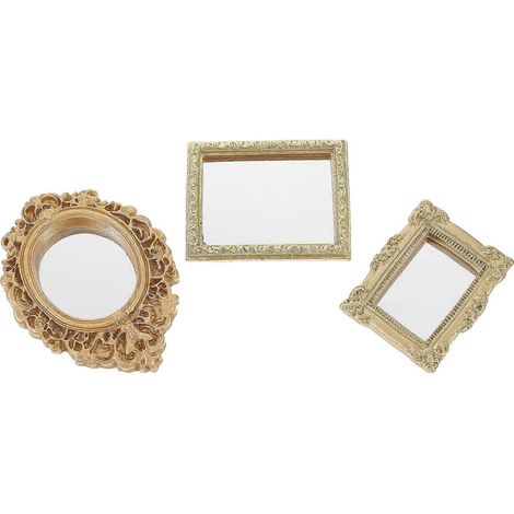 Lot de 3 miroirs miniatures décoratifs ornements décoratifs pour poupées mini miroirs décoratifs (1/5)