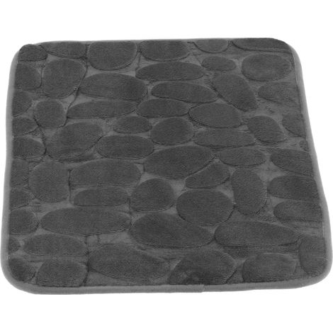 Tapis de porte en flanelle, forme pavé, doux et absorbant, antidérapant, idéal pour la salle de bain, la cuisine, la chambre et le salon (gris) (1/5)