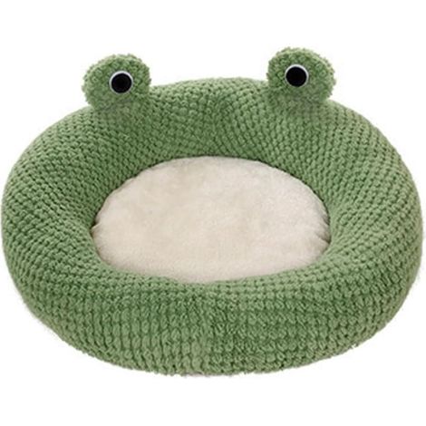 Lit pour chat en forme de grenouille, avec base antidérapante, coussin rond et moelleux de grenouille, vert, tapis pour animaux doux et amusant, adapté aux chats et aux chiens de petite et moyenne tai (1/5)