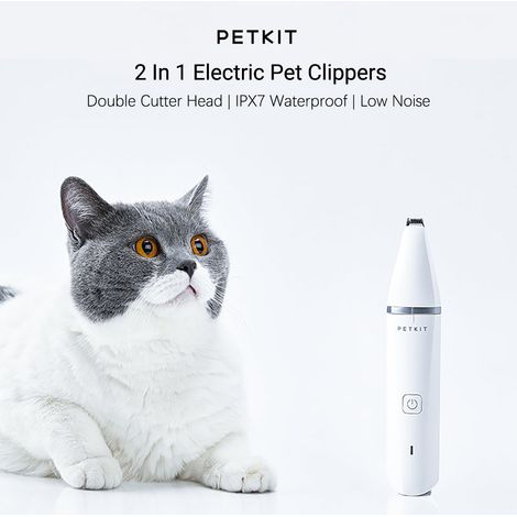 Tondeuse électrique PETKIT à double tête 2 en 1, silencieuse, pour animaux de compagnie (chiens, chats, etc.), batterie rechargeable 600 mAh, sans fil. (1/5)