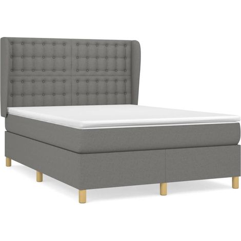 Maison Exclusive - Giroletto a Molle con Materasso Grigio Scuro 140x200cm Tessuto