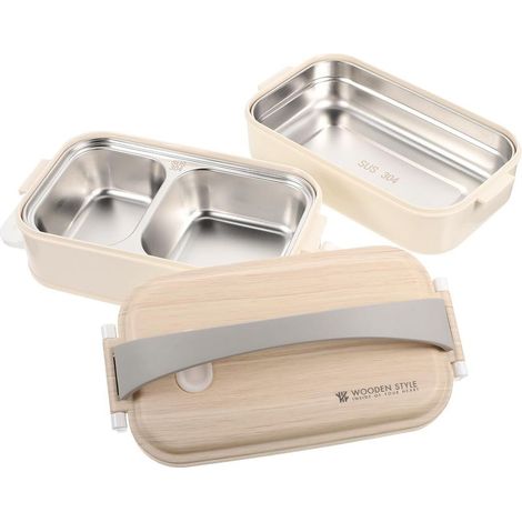 Boîte à bento double paroi en acier inoxydable avec isolation et (1/5)