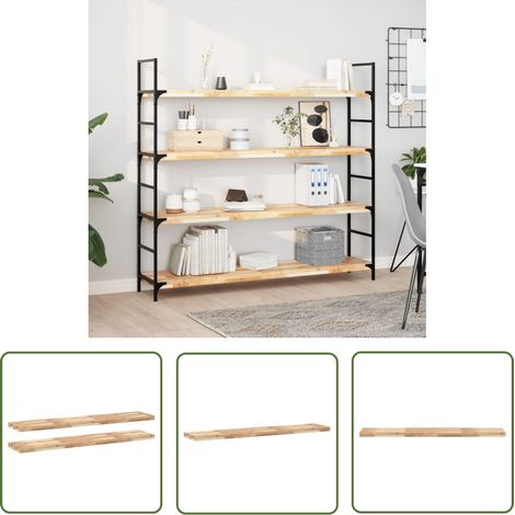The Living Store Schweberegale 2 Stk. 160x30x4 cm Massivholz Akazie Unbehandelt - Wandregal - Holzkasten - Dekorationselement - Regal DIY - Regal Design (1/5)