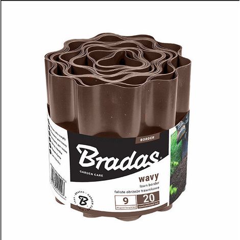 Lem Select – Bordure de jardin marron ondulée 9m – Hauteur 20cm – Flexible pour séparations gazon et parterres – Résistante aux intempéries