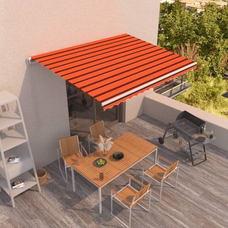 vidaXL Manual Retractable Awning 400x300 cm Orange and Brown (313191+46861)