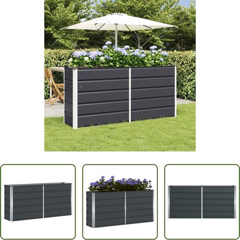 Terrassenkübel - Pflanzkübel Anthrazit 160 x 40 x 75 cm Stahl (1/5)