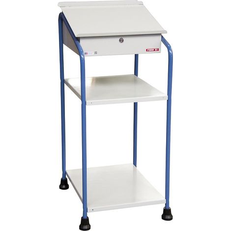 Pupitre Servante d'Atelier Mobile FIMM 150kg Hauteur 127cm 2 Plateaux avec Tiroir à Serrure sur Patins Gris - 820005969 (1/2)