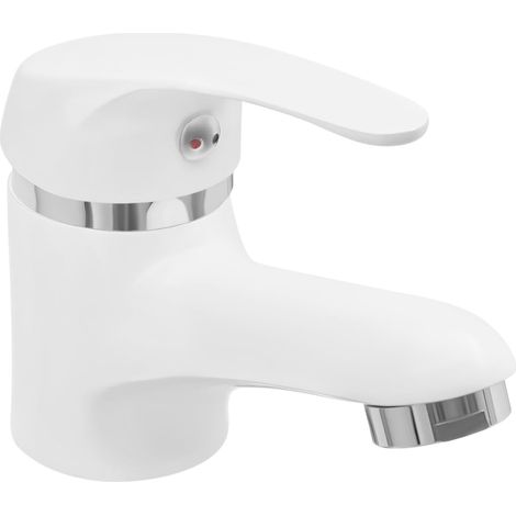 HAUTOUR Robinet de lavabo, Bain Mitigeur Lavabo Blanc, robinet de lavabo à levier unique, robinet de salle de bain, économiseur d'eau, avec 2 tuyaux de 50 cm, pour lavabo, salle de bain d'invités (1/5)