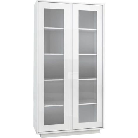 LYSIANE - Vitrine 2 Portes Finition Blanc Laqué Brillant Weiss (1/3)