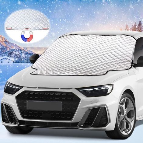 Couverture Pare-Brise Voiture, Bache Pare Brise Protection Magnétique Couverture Repliable, Pare-Soleil de Voiture, Universelle pour Voiture Anti Givre, Neige, Glace, Pluie & Soleil, 183 x 116cm (1/5)