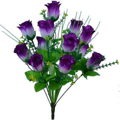 12 magnifiques boutons de roses artificielles pour la décoration de la maison et des mariagesviolet (1/5)