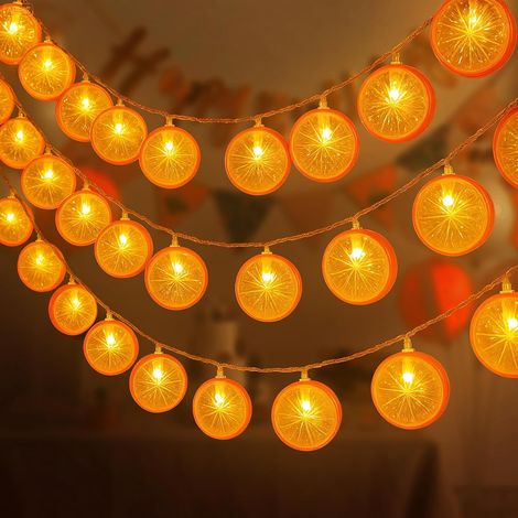 Guirlande Citron Lumineuse, 3M Guirlande Lumineuse Exterieure Fairy Lights DéCorative Interieure Citron Artificielle Tranche de Guirlandes pour Chambre à Coucher Fête Carnaval, Orange (1/5)