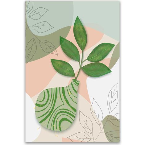 Tableau feuille verte en vase style moderne doux