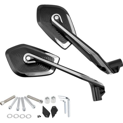 Espejos retrovisores, aluminio T-7075, no plegables, compatibles con la serie de motocicletas Premium Adventure, acabado negro, forma irregular. (1/5)