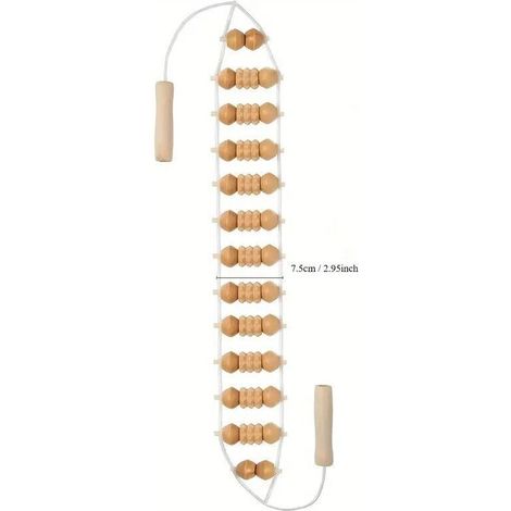 Rouleau de Massage du dos avec poignée, anti-cellulite masseur en bois Rouleau de massage du dos Rouleau de massage de la cellulite pour le cou, les jambes, le dos, le corps(100 x 7,5 CM) (1/4)