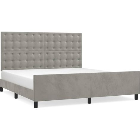 Maison Exclusive - Giroletto senza Materasso Grigio Chiaro 160x200 cm Velluto (1/5)
