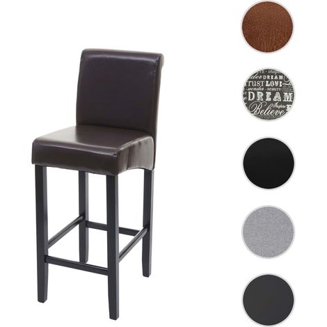 Tabouret de bar HWC-C33, chaise de bar tabouret de comptoir, bois rouge-brun, pieds clairs, simili (1/5)