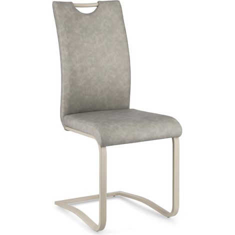 Sedia Kenneth con gambe in acciaio verniciato a polvere epossidica, per arredo interno 42 x 56 x h 102 cm -Tortora / Confezione da 2 pezzi (1/5)