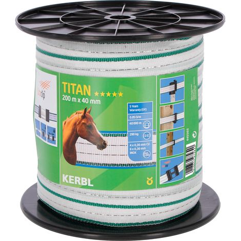 KERBL BANDE LARGE EN TITANE - 40 MM - BLANC/VERT - 4 X CU 0,30 + 6 X NI 0,30 445503