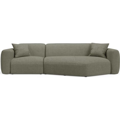 Canapé d'angle droit 3 places tissu structurel vert olive foncé (1/4)