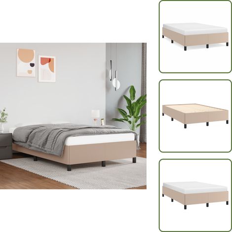 The Living Store Cadre de lit sans matelas cappuccino 120x190 cm similicuir - Cadre De Lit - Lit Double - Similicuir - Lit Capitonné - Meuble Chambre (1/5)