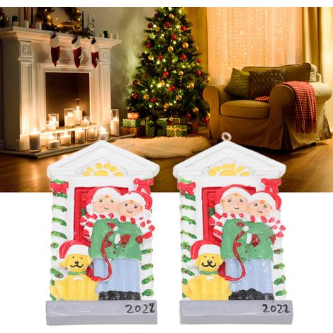 Ornement de sapin de Noël résistant aux intempéries, pendentif en résine peint à la main, lot de 2 (1/5)