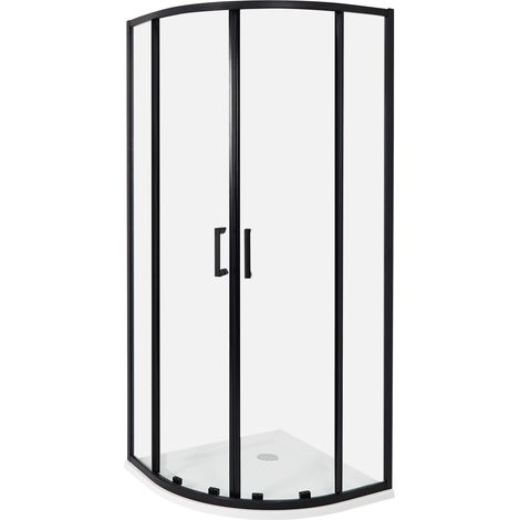 Cabina de ducha vidrio templado puerta doble corredera negro 80 x 80 x 185 cm Jukatan