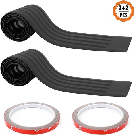 Protection de pare-chocs arrière (2 pièces) - Protections de seuil de porte en caoutchouc - Bandes de protection arrière universelles pour voiture, anti-collision et anti-rayures (1/5)