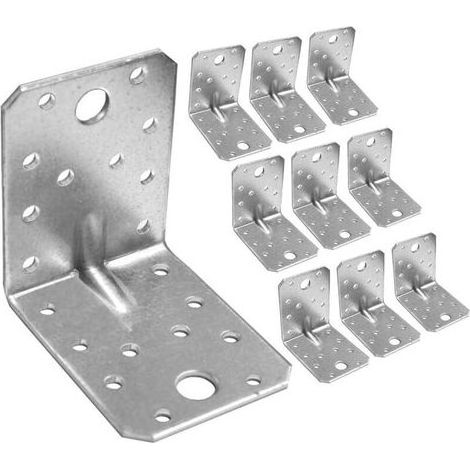 Lntyq 10x Equerre d'assemblage renforcée (70 x 70 x 55 x 1.8) Equerre de Fixation Angle Droit Support en forme de L, Équerre Angle 90 Degrés en Acier, Équerre de Coin (1/4)