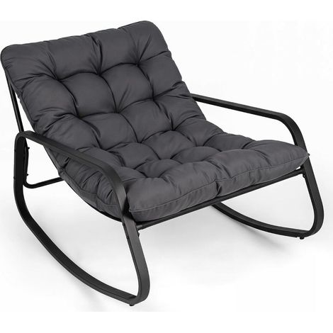 Balcon, jardin ou salon : fauteuil à bascule avec coussin épais et maille respirante pour détente intérieure extérieure (1/2)